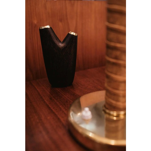 Carl Auböck model #3794-2 'Aorta' brass vase. Designed in the 1950s, this incredibly refined and sculptural Viennese vase...