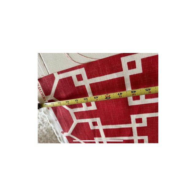 2020s Quadrille Red Brighton Reverse 300426f Fabric Gorgeous 5 Yards For Sale - Image 5 of 9