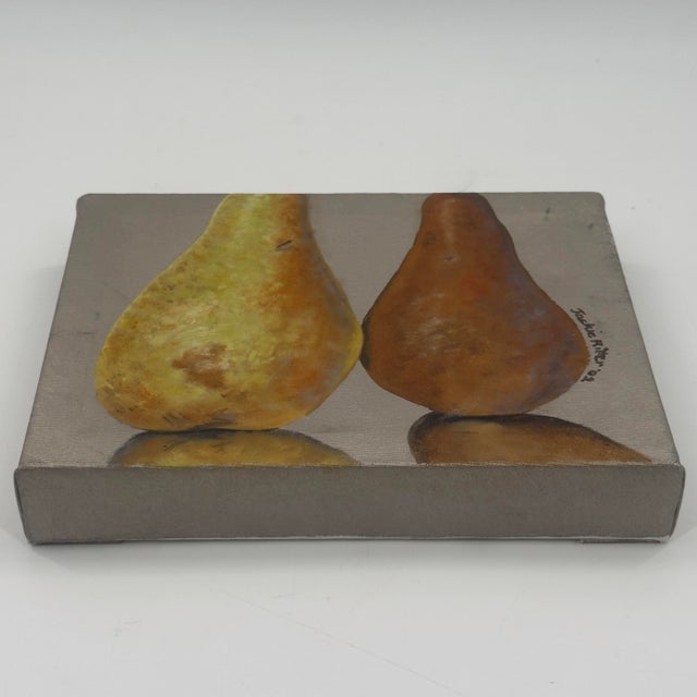Textile Original Pear Still Life Oil Painting on Gallery Wrapped Canvas 2002 For Sale - Image 7 of 9