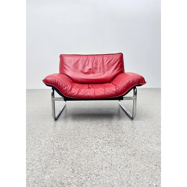 Red Bauhaus Leather Chair by Johan Bertil Häggström for Ikea, 1970s For Sale - Image 8 of 8