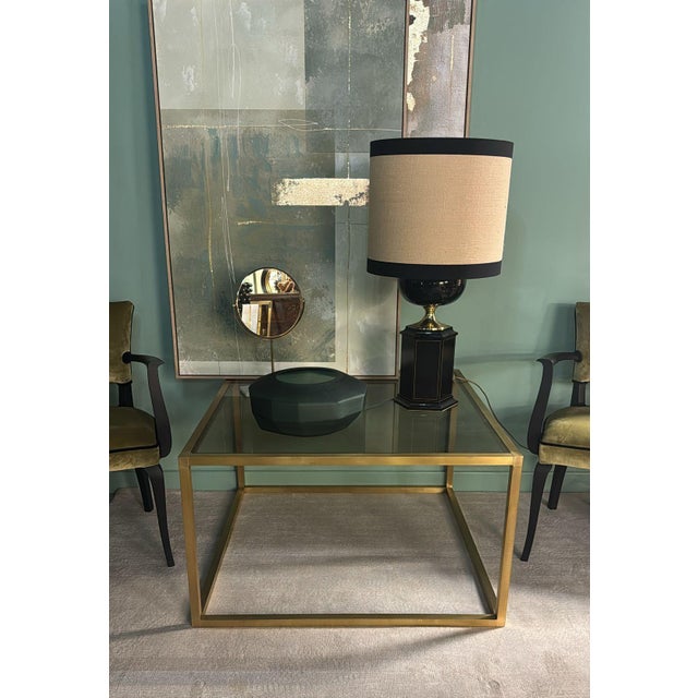 Late 20th Century Willy Rizzo Style Italian Brass and Smoked Glass Coffee Table For Sale - Image 15 of 17
