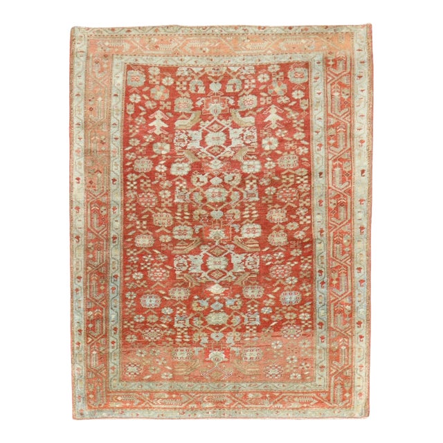 Zabihi Collection Red Persian Malayer Small Size Square Rug For Sale