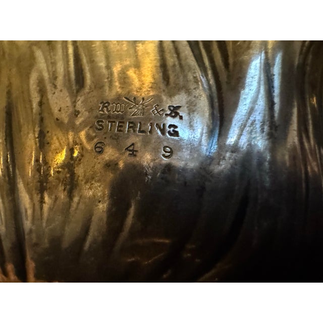 Antique Victorian Art Nouveau Embossed Sterling Silver Nut Dish For Sale - Image 4 of 5