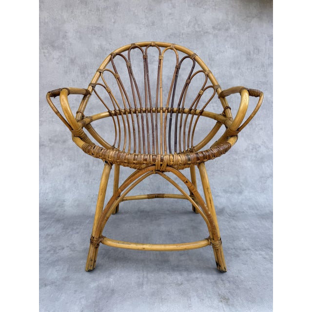Vintage Rattan Armchairs, France, 1960s, Set of 10 For Sale - Image 10 of 13