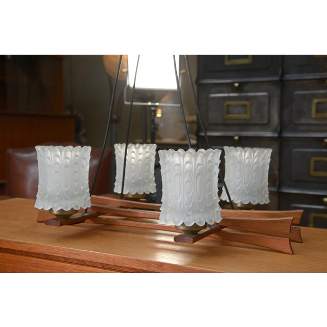 Wood Scandinavian Crystal Paste Chandelier, 1960s For Sale - Image 7 of 14