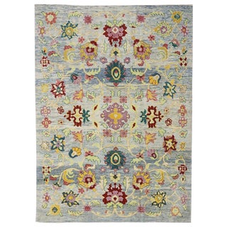 Turkish Oushak Modern Style Area Rug - 9'7" X 13'3" For Sale