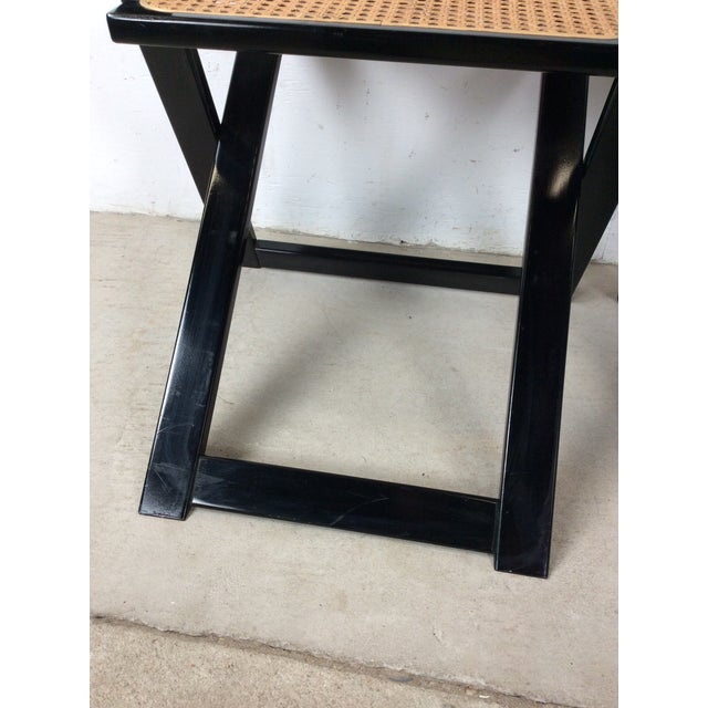 Set of 4 Folding Chairs With Black Lacquer Finish and Caned Seats For Sale - Image 17 of 18