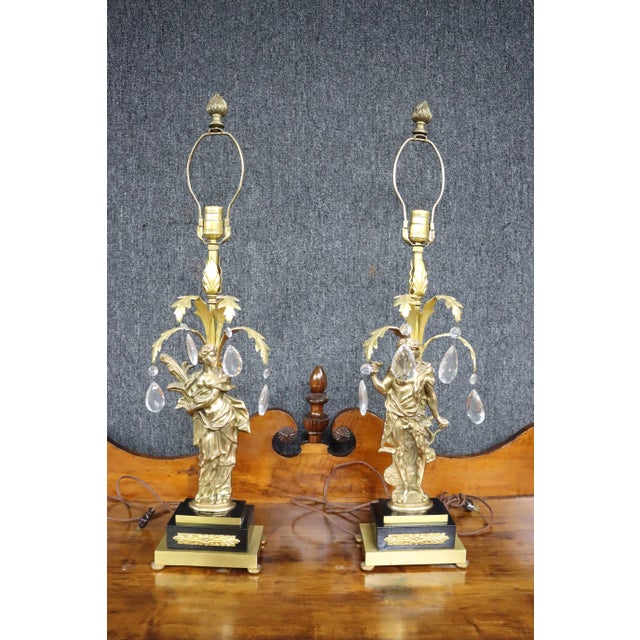 Gold Regency Figural Lamps/Pair For Sale - Image 8 of 8