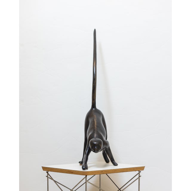 1970s Vintage Large Modernist Cast Bronze Spider Monkey Sculpture, 27.5” H For Sale - Image 5 of 11