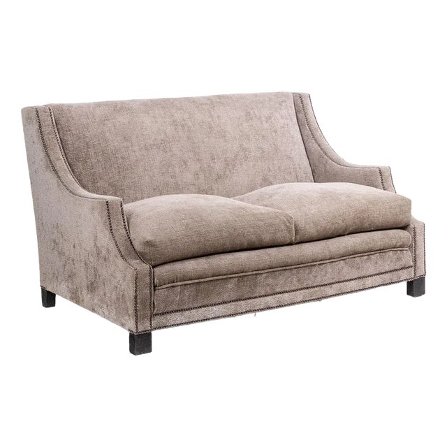 Rectangular Sofa in Gray Velvet, 1990s For Sale