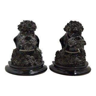 Vintage Black Spaghetti Poodle Head Bookends- a Pair For Sale