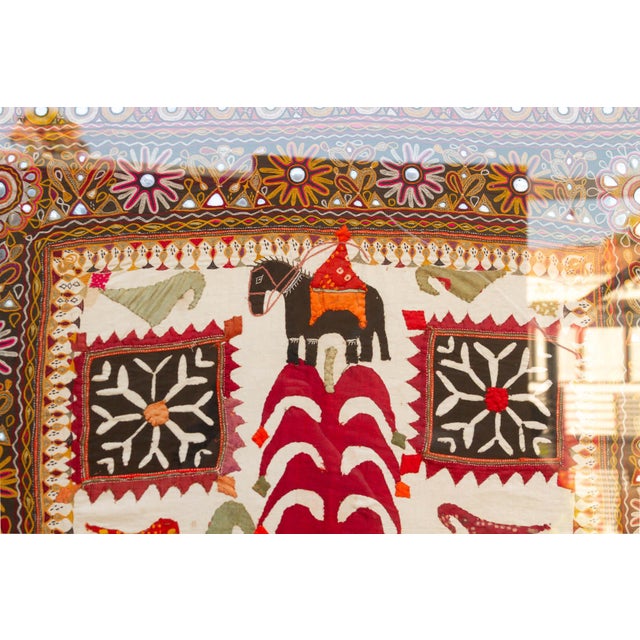 68" Tall Vintage Gujarati Framed Tapestry For Sale In Los Angeles - Image 6 of 10