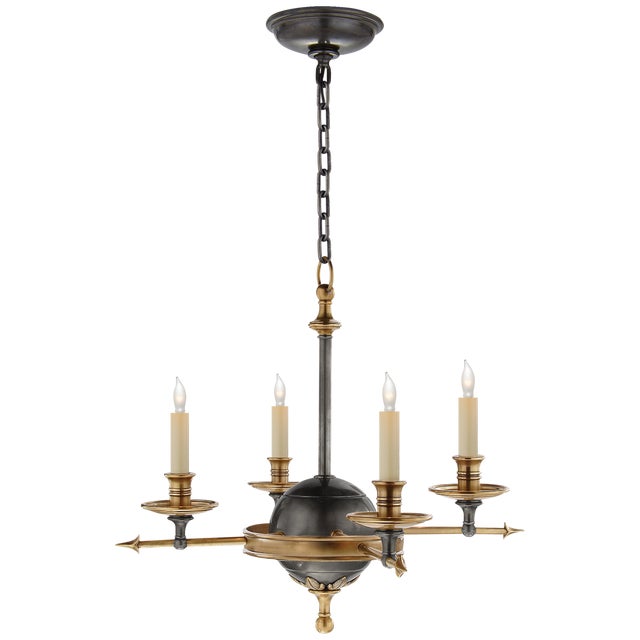 Leaf and Arrow Small Chandelier in Bronze with Antique-Burnished Brass Designer: Chapman & Myers Canopy: 5.5" Round...