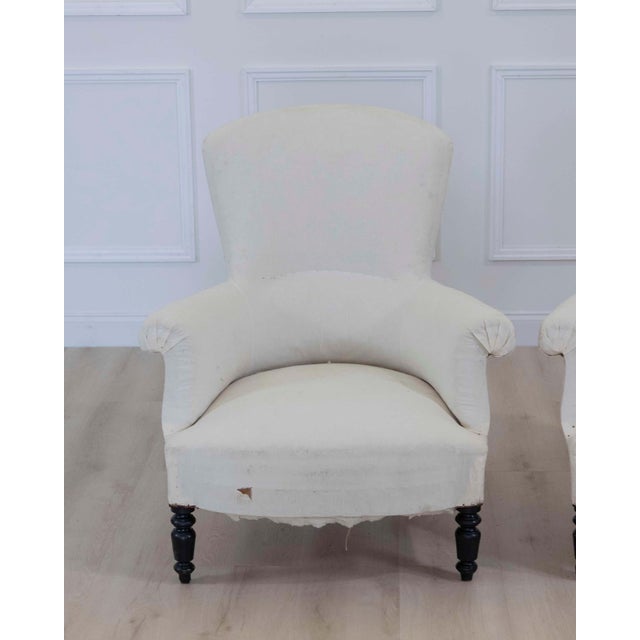 Pair of 19th Century Napoleon III High Back Armchairs, Ready to Upholster For Sale - Image 4 of 14