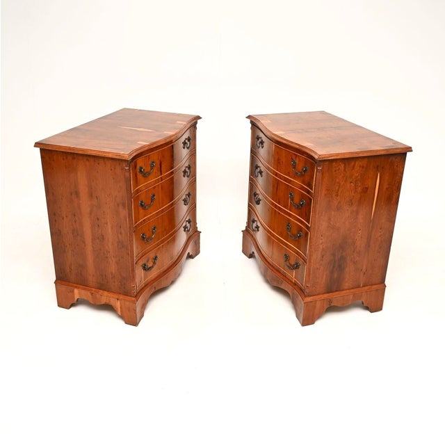 Antique Georgian Style Yew Wood Chests of Drawers, 1930, Set of 2 For Sale - Image 3 of 11