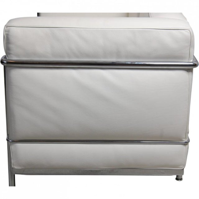 Animal Skin LC2 2-Seater Sofa in White Leather by Le Corbusier For Sale - Image 7 of 18