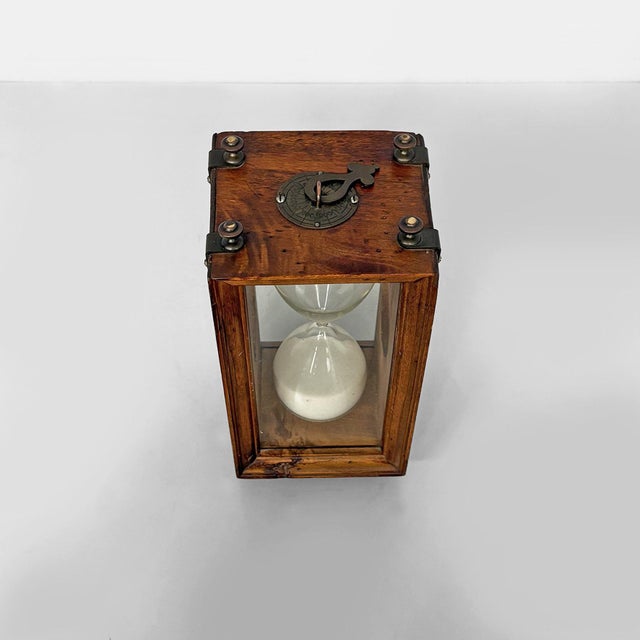Metal Antique Italian Victorian Wood and Glass Hourglass, 1850s For Sale - Image 7 of 16