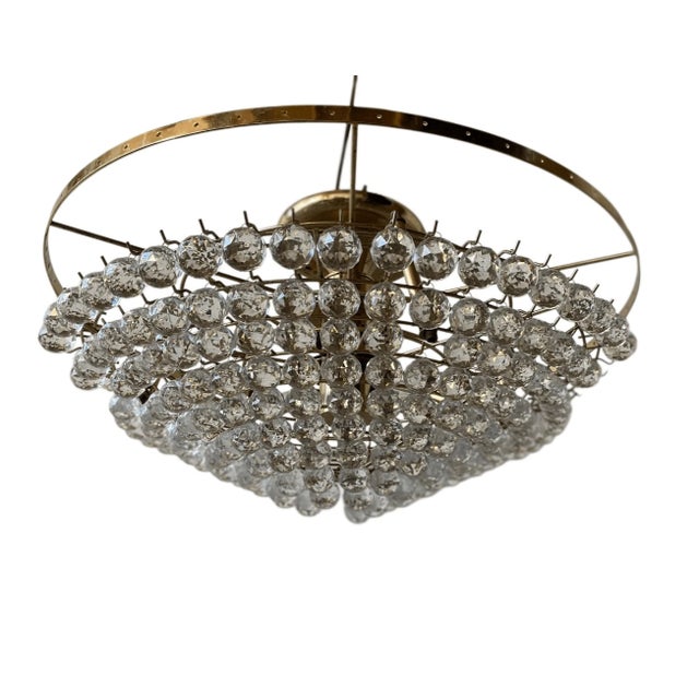 Hollywood Regency Vintage Hollywood Regency Style Lucite Crystals Ceiling Light Chandelier For Sale - Image 3 of 10