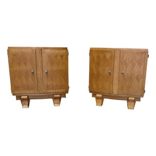 Art Deco Bedside Lockers in Golden Ash, 1920, Set of 2 For Sale
