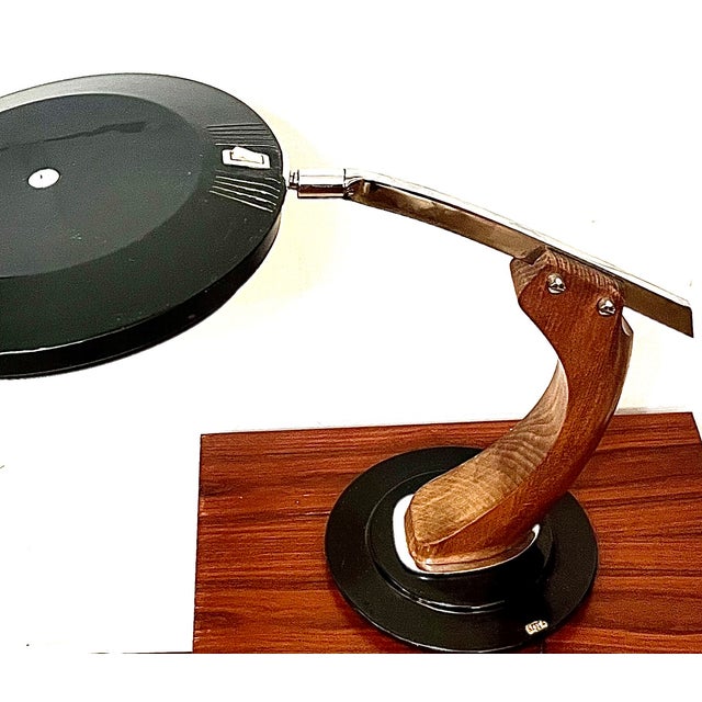 Mid-Century Modern President Desk Lamp by Fase Black Lacquered Edition and Mongoy Wood, 1968 For Sale - Image 3 of 7