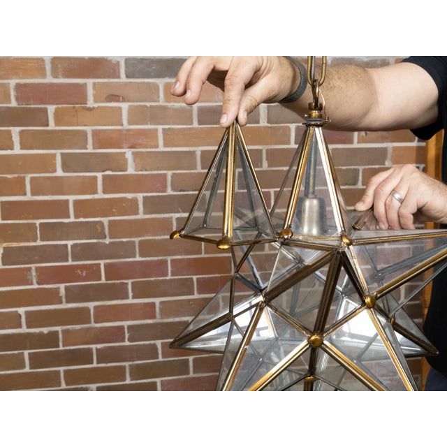 Mid 20th Century Mid Century Modern French Star Glass and Metal Light Fixture with Single Socket For Sale - Image 11 of 12
