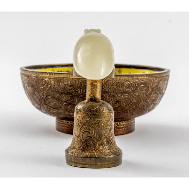 Chinese Jade Belt Hook Mounted Enamel Bowl For Sale - Image 10 of 11