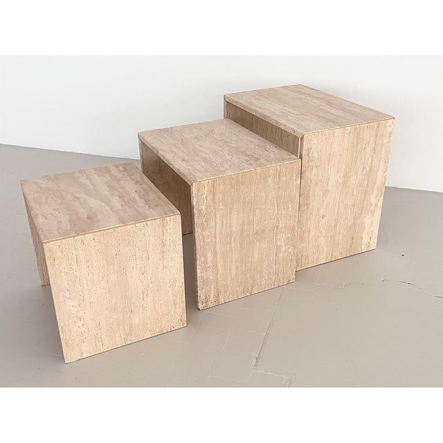 Mid-Century Italian Travertine Nesting Tables, 1970s, Set of 3 For Sale - Image 4 of 18