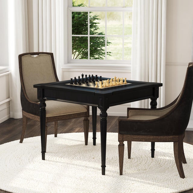 Wood Vincent Multi-Game Card Table, Black For Sale - Image 7 of 7