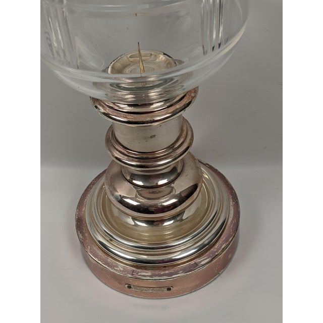 Ralph Lauren Home Silver-Tone Metal & Cut-Pattern Glass Hurricane Candle Holder For Sale - Image 9 of 13