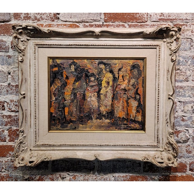 Molly F. Crowd of Women in Abstract -1962 Oil painting American Mid Century Modern Expressionist - Oil painting on canvas...