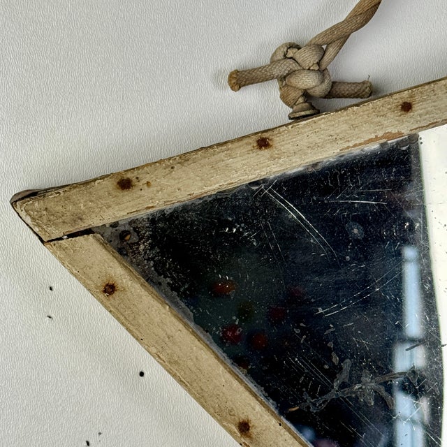 Antique Primitive French Diamond Shape Wall Mirror With Distressed Plate For Sale In New York - Image 6 of 9