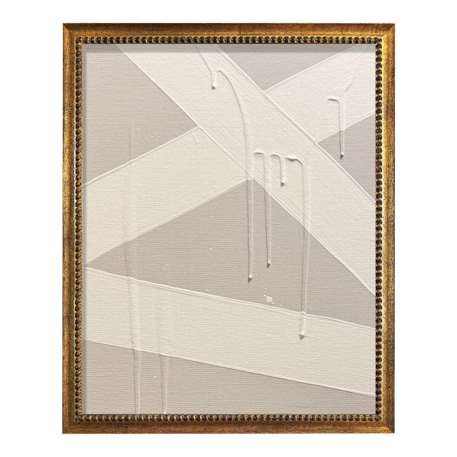 Acrylic Abstract Painting Titled Mini Abstract Taupe Cream by Ron Giusti For Sale