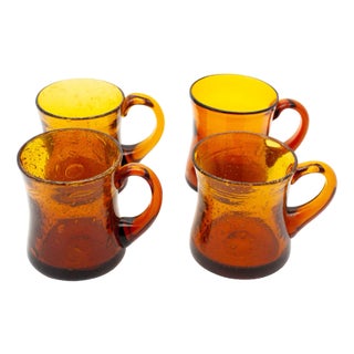 Glass Mugs by Erik Höglund for Boda, Sweden, 1950s, Set of 4 For Sale