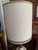 1960s Mid-Century Modern Textured Ceramic & Walnut Table Lamps With Original Tall Drum Shades - Pair For Sale - Image 10 of 12