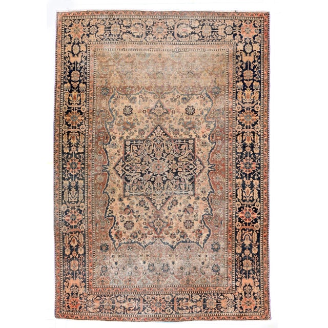Late 19th Century Antique Mohtasham Kashan Persian Rug-4'6" X 6'8" For Sale - Image 5 of 5