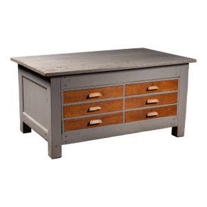 Vintage Industrial 6-Drawer Laboratory Island Work Table