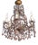 Vintage Gilded Metal Murano Glass Drop Chandelier, 1940s For Sale