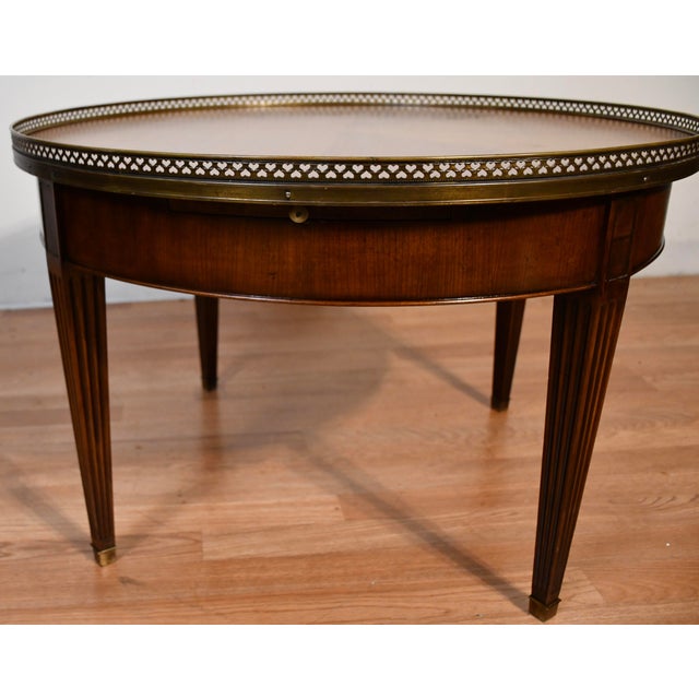 Wood 1930s French Louis XVI Style Walnut Coffee Accent Table Brass Gallery Railing For Sale - Image 7 of 14