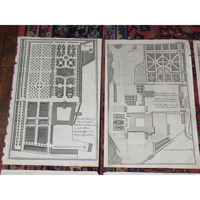 This set of six (6) antique 18th century imperial folio size copperplate engravings depict formal garden plan layouts from...