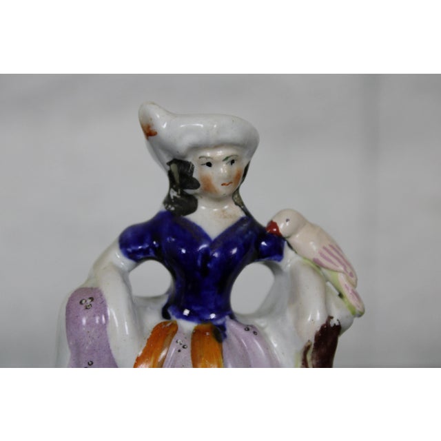 Antique Late 19th Century English Staffordshire Porcelain Figurine Girl Seated on Waterfall Bird For Sale - Image 11 of 13