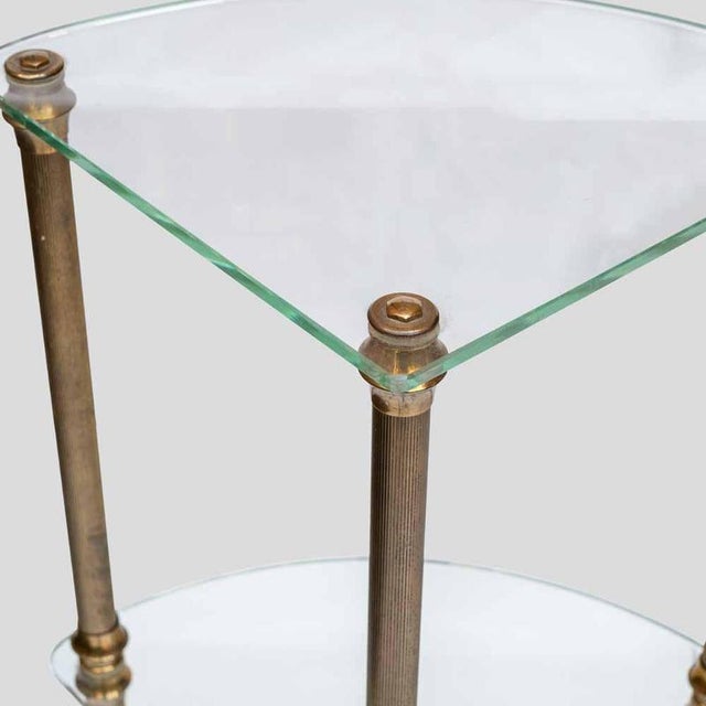 1960s Vintage Italian Three-Tier Glass and Brass Side Table, 1960s For Sale - Image 5 of 9