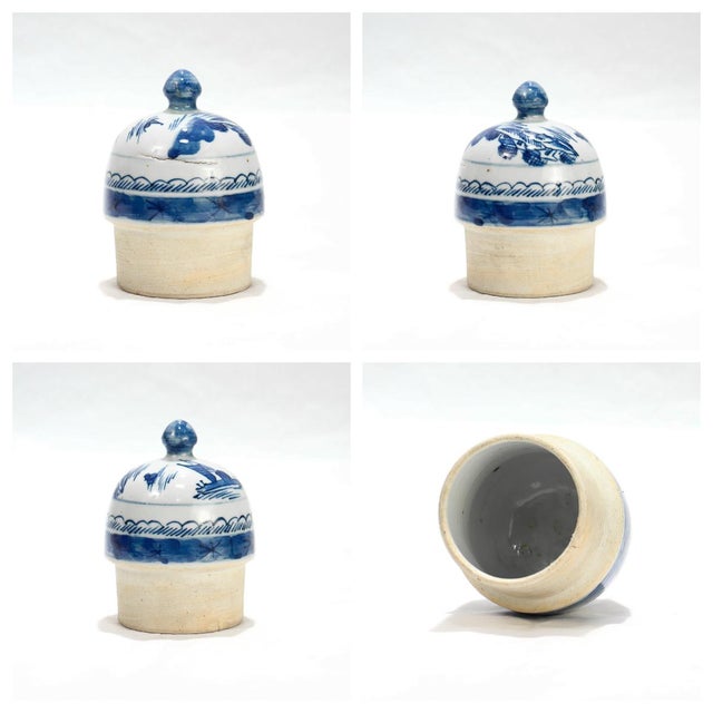 Antique Chinese Export Blue & White Canton Porcelain Tea Pot For Sale - Image 9 of 18