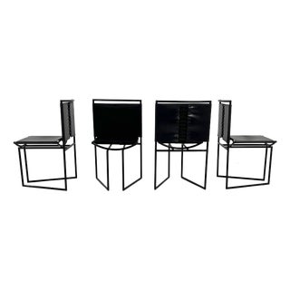 Model 91 Chairs in Black Leater by Mario Botta for Alias, 1990s, Set of 4 For Sale