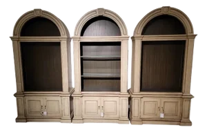 Neoclassical Style Arched Bookcase Display Cabinets by Berhardt, Set of 3