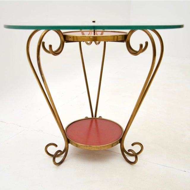 Vintage Italian Brass and Glass Coffee Table, 1950 For Sale - Image 4 of 5