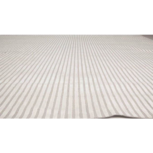 Contemporary Striped Beige and Grey Handmade Wool Rug by Doris Leslie Blau For Sale - Image 4 of 6
