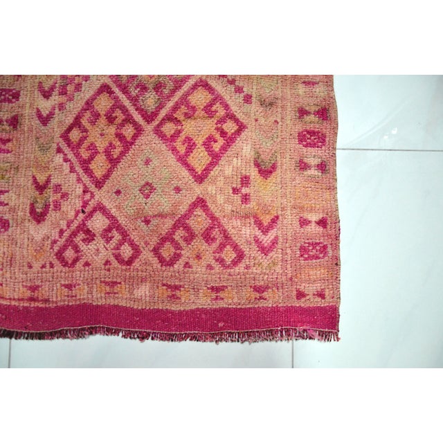 Cerise Oushak Distressed Turkish Rug For Sale - Image 8 of 11