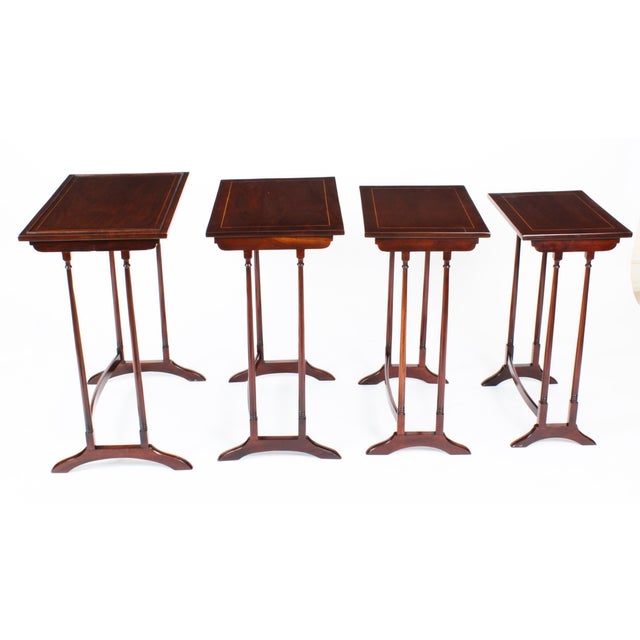 Antique Edwardian Mahogany Nesting Tables, Early 1900s, Set of 4 For Sale - Image 3 of 13