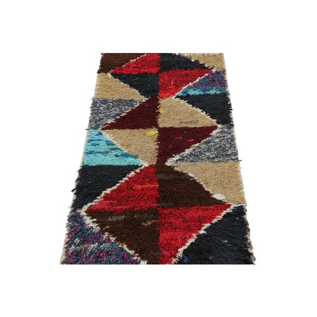 1950s Vintage Moroccan Runner Rug With Multicolor Diamond Medallions | Rug & Kilim For Sale - Image 5 of 7