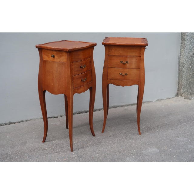 1950s Set of Two French Louis XV Style Nightstands. For Sale - Image 12 of 13